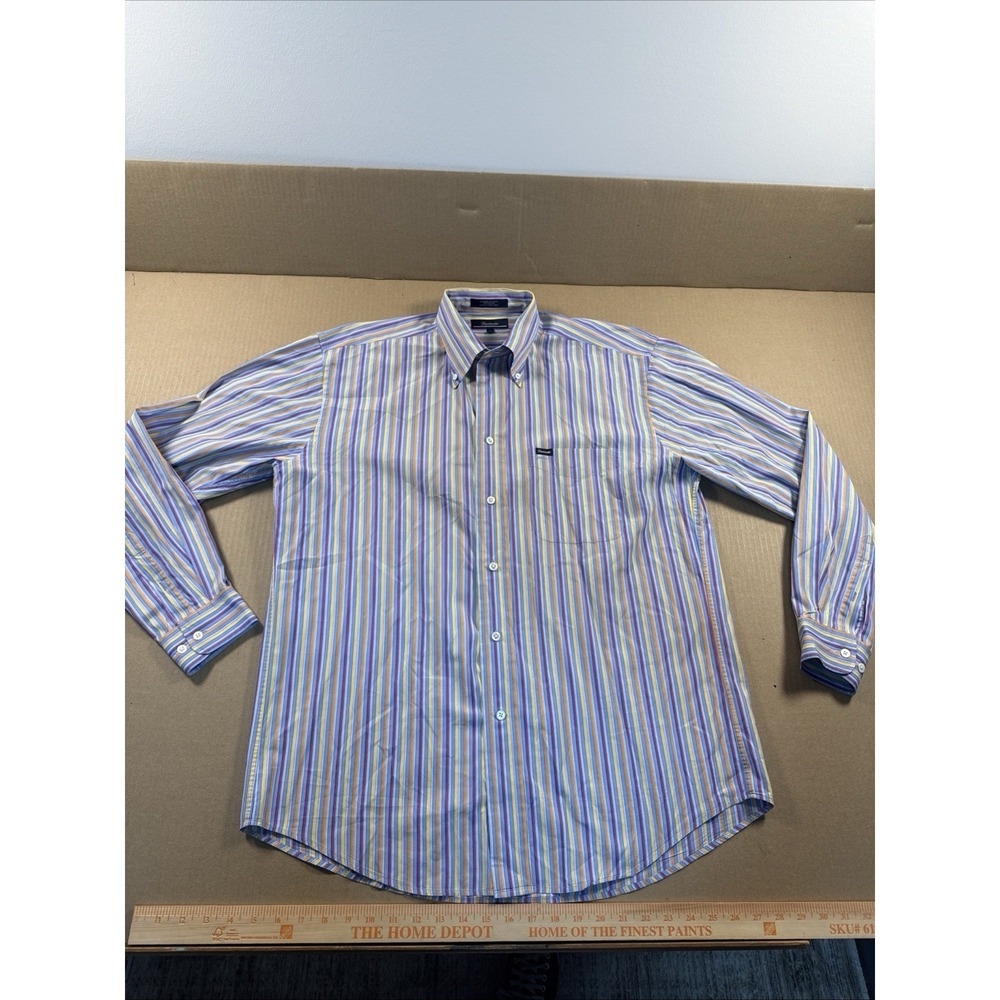 Faconnable Multicolored Stripe Button Down Dress Shirt Long Sleeve Cotton LT